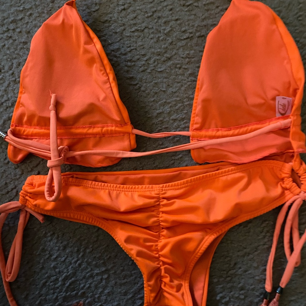 Celeste Vibrant Triangle Orange String Ruched Bea… - image 6